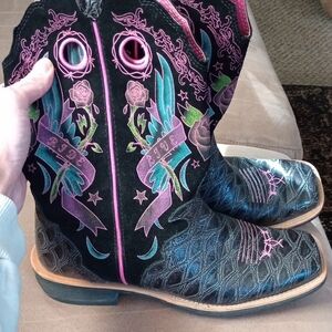 Ariat Black and Pink Heeled Boots